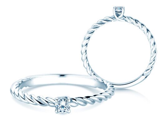 Verlovingsring Classic Loop in 9K witgoud met diamant 0,10ct H/SI