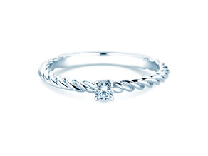 Verlovingsring Classic Loop in 9K witgoud met diamant 0,10ct H/SI