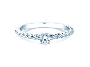 Verlovingsring Classic Loop in 18K witgoud met diamant 0,15ct H/SI
