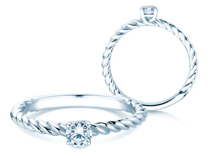 Verlovingsring Classic Loop in 9K witgoud met diamant 0,20ct H/SI