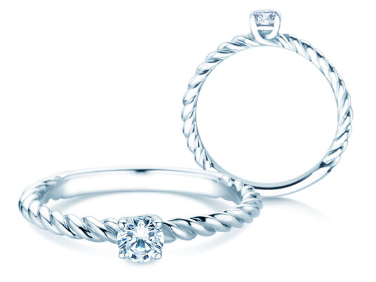 Verlovingsring Classic Loop in 9K witgoud met diamant 0,25ct H/SI