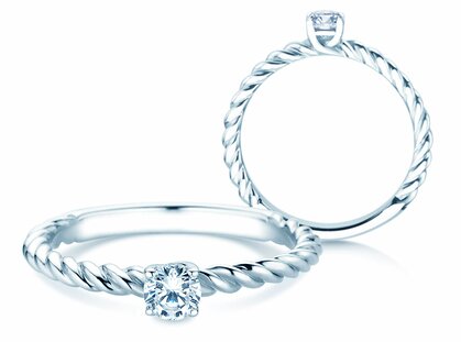 Verlovingsring Classic Loop in 14K witgoud met diamant 0,25ct H/SI