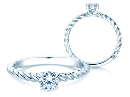 Verlovingsring Classic Loop in 9K witgoud met diamant 0,30ct H/SI