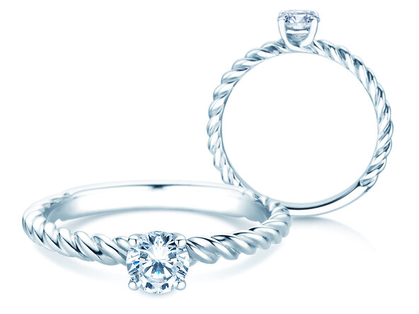 Verlovingsring Classic Loop in 9K witgoud met diamant 0,30ct H/SI