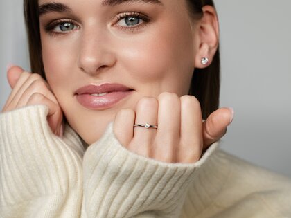 Verlovingsring Compass in 14K roségoud met diamant 0,15ct G/SI