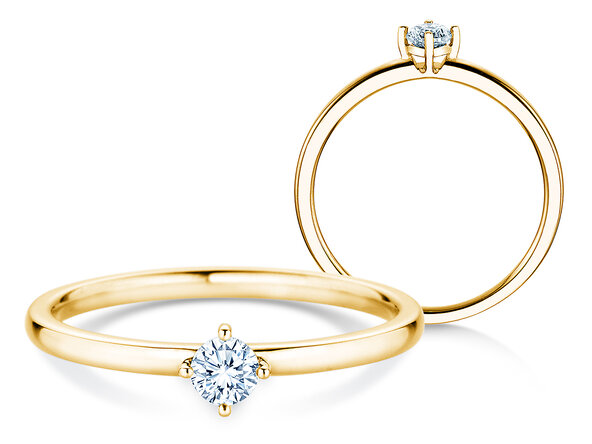 Verlovingsring Compass in 14K geelgoud met diamant 0,15ct G/SI