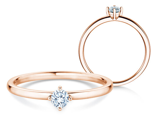 Verlovingsring Compass in 14K roségoud met diamant 0,15ct G/SI