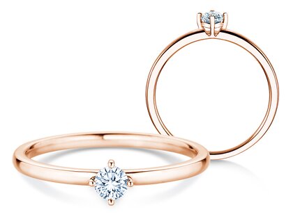 Verlovingsring Compass in 14K roségoud met diamant 0,15ct G/SI