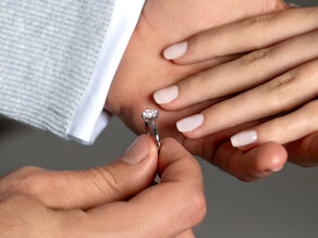Verlovingsring Compass in 9K witgoud met diamant 1,00ct