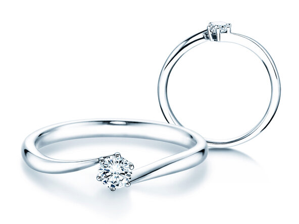 Verlovingsring Devotion in 14K witgoud met diamant 0,20ct D/IF