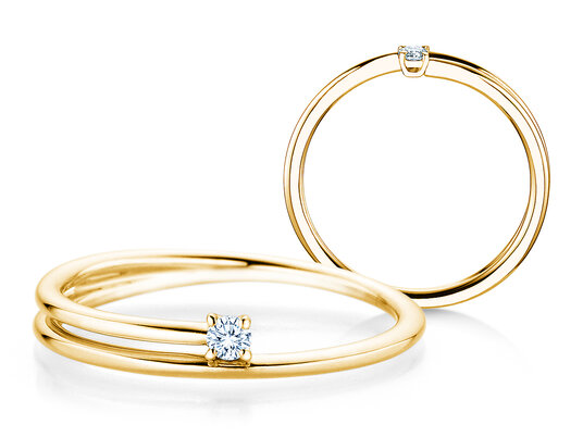 Verlovingsring Elipse in 14K geelgoud met diamant 0,05ct H/SI