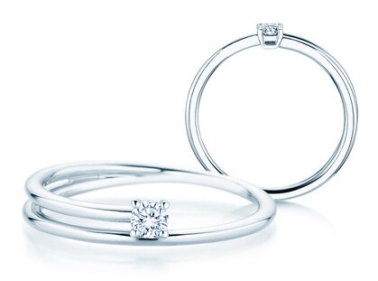 Verlovingsring Elipse in 18K witgoud met diamant 0,10ct G/SI