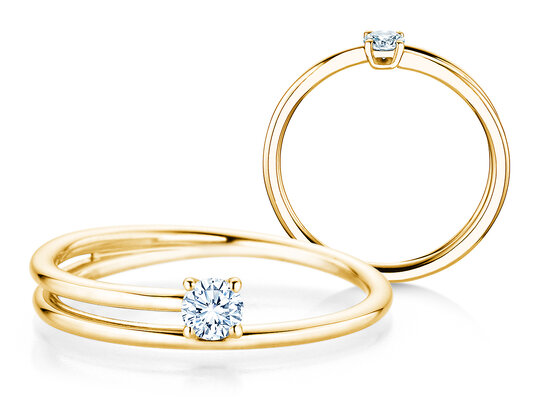 Verlovingsring Elipse in 14K geelgoud met diamant 0,15ct H/SI