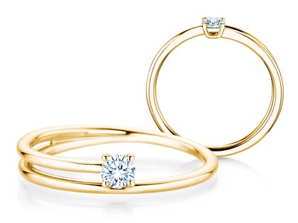 Verlovingsring Elipse in 14K geelgoud met diamant 0,15ct H/SI
