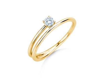 Verlovingsring Elipse in 14K geelgoud met diamant 0,15ct H/SI