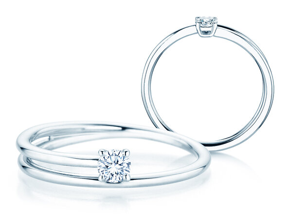 Verlovingsring Elipse in zilver 925/- met diamant 0,15ct G/SI