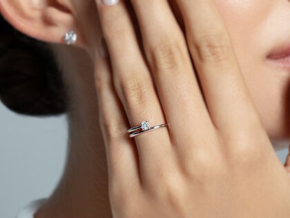 Verlovingsring Elipse in zilver 925/- met diamant 0,15ct G/SI