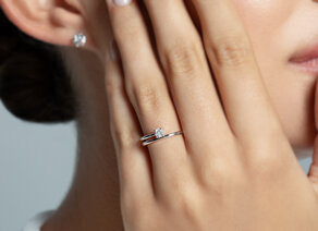 Verlovingsring Elipse in zilver 925/- met diamant 0,15ct G/SI
