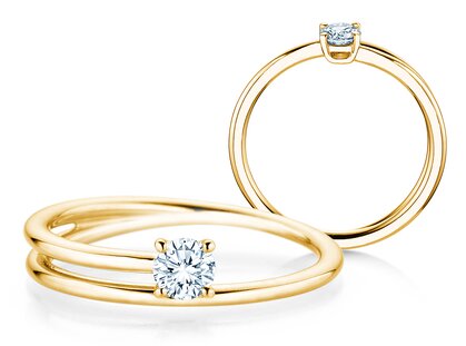 Verlovingsring Elipse in 14K geelgoud met diamant 0,25ct H/SI