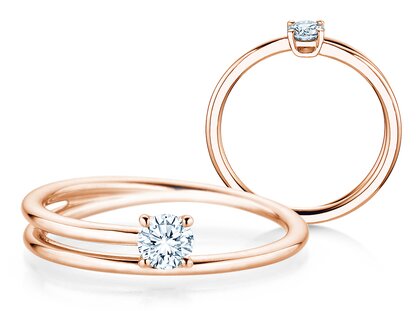 Verlovingsring Elipse in 14K roségoud met diamant 0,25ct H/SI
