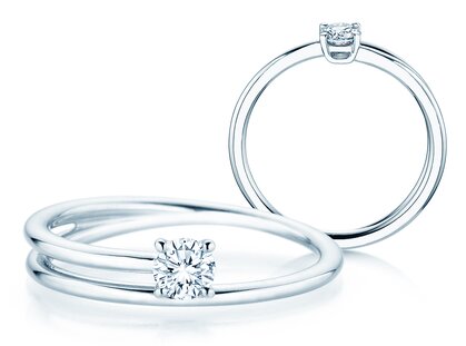 Verlovingsring Elipse in 14K witgoud met diamant 0,25ct H/SI