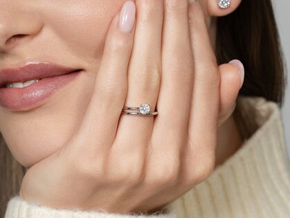 Verlovingsring Elipse in 14K witgoud met diamant 0,50ct H/SI
