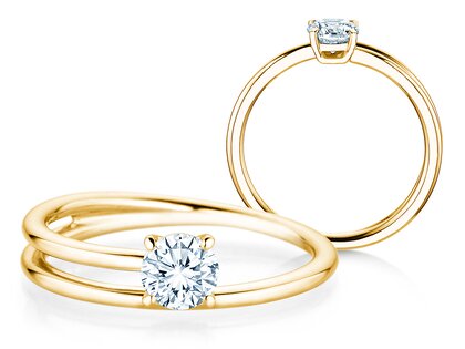 Verlovingsring Elipse in 14K geelgoud met diamant 0,50ct H/SI