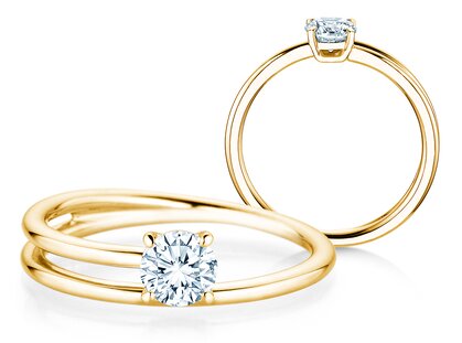 Verlovingsring Elipse in 14K geelgoud met diamant 0,50ct H/SI