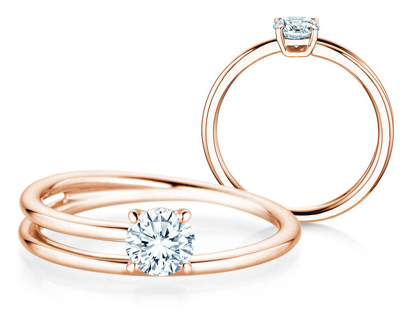 Verlovingsring Elipse in 14K roségoud met diamant 0,50ct H/SI
