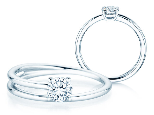 Verlovingsring Elipse in 14K witgoud met diamant 0,50ct H/SI