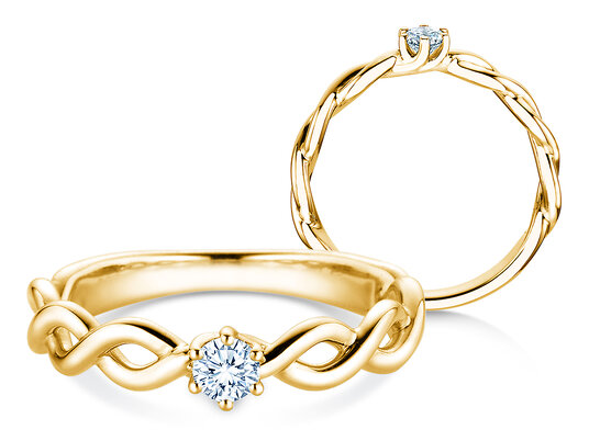 Verlovingsring Evoke in 14K geelgoud met diamant 0,15ct H/SI