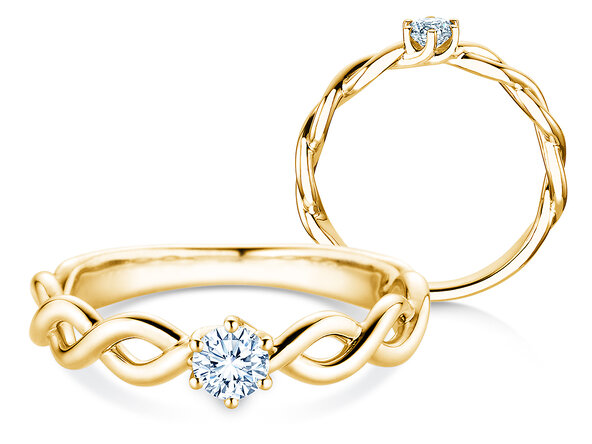Verlovingsring Evoke in 9K geelgoud met diamant 0,25ct H/SI