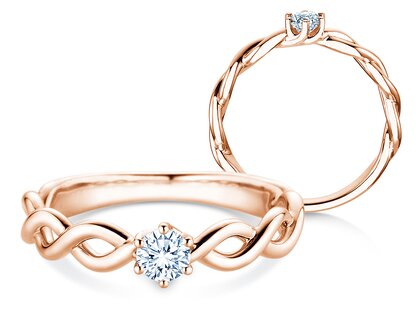 Verlovingsring Evoke in 14K roségoud met diamant 0,25ct H/SI