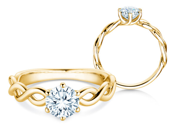 Verlovingsring Evoke in 9K geelgoud met diamant 1,00ct H/SI