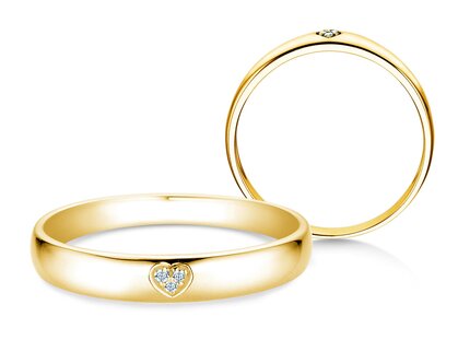 Verlovingsring Heart Petite in 9K geelgoud met diamanten 0,02ct G/SI