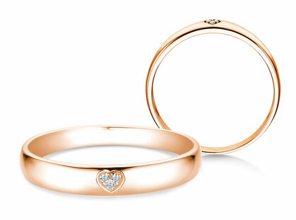 Verlovingsring Heart Petite in 14K roségoud met diamanten 0,02ct G/SI