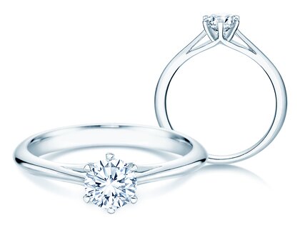 Verlovingsring Heaven 6 in 18K witgoud met diamant 0,50ct D/IF
