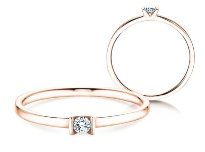 Verlovingsring Love in 14K roségoud met diamant 0,07ct