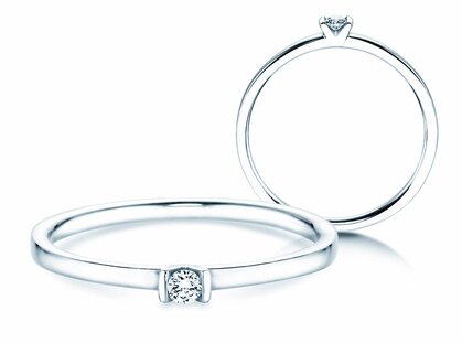 Verlovingsring Love in 14K witgoud met diamant 0,04ct