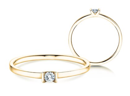 Verlovingsring Love in 14K geelgoud met diamant 0,04ct G/SI