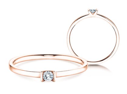 Verlovingsring Love in 14K roségoud met diamant 0,04ct