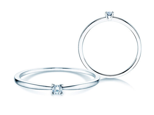 Verlovingsring Modern Petite in 14K witgoud met diamant 0,05ct G/SI