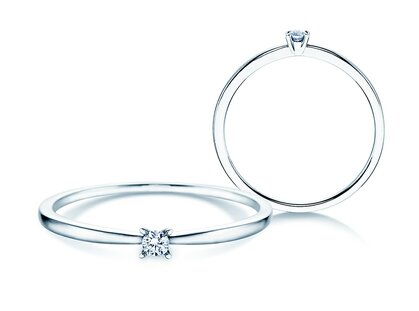 Verlovingsring Modern Petite in 14K witgoud met diamant 0,05ct