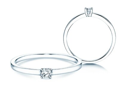 Verlovingsring Modern Petite in 14K witgoud met diamant 0,08ct