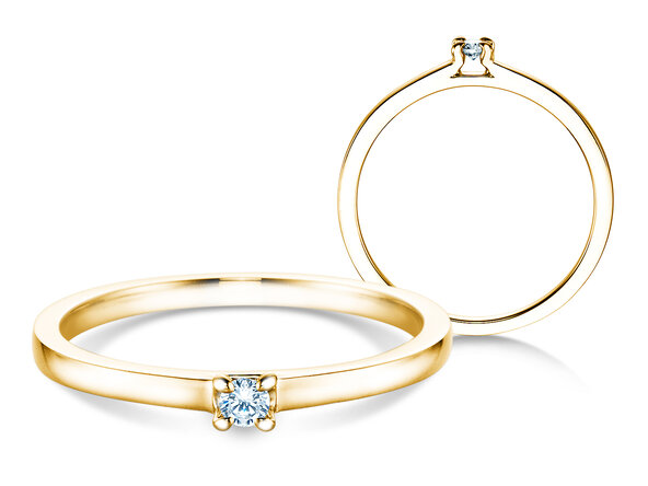 Verlovingsring Modern in 14K geelgoud met diamant 0,05ct H/SI