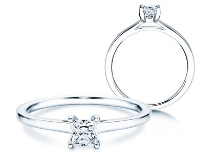 Verlovingsring Princess in 18K witgoud met diamant 0,35ct G/SI