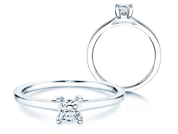 Verlovingsring Princess in 18K witgoud met diamant 0,35ct G/SI