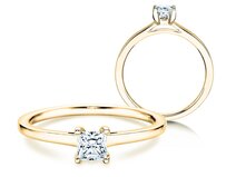 Verlovingsring Princess in 14K geelgoud met diamant 0,35ct G/SI