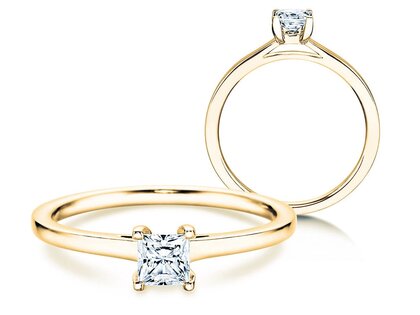 Verlovingsring Princess in 18K geelgoud met diamant 0,35ct G/SI
