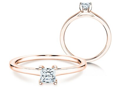 Verlovingsring Princess in 14K roségoud met diamant 0,35ct G/SI